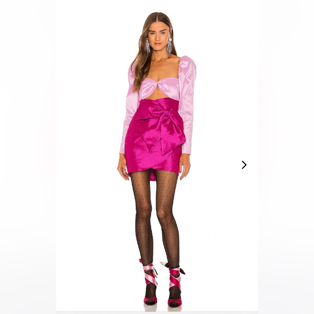 Revolve Lovers + Friends Banks Mini Bow Dress in Raspberry